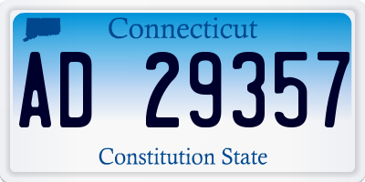CT license plate AD29357
