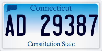 CT license plate AD29387