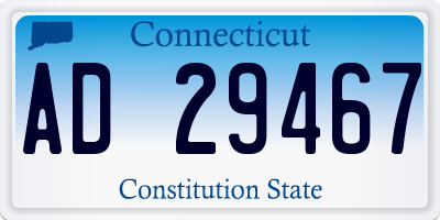 CT license plate AD29467