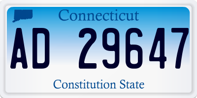 CT license plate AD29647