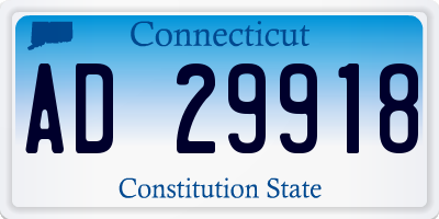CT license plate AD29918