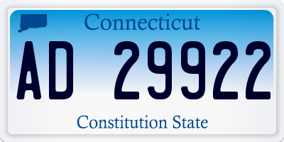 CT license plate AD29922