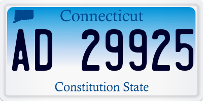 CT license plate AD29925