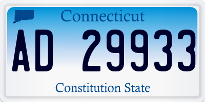 CT license plate AD29933