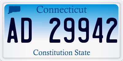 CT license plate AD29942
