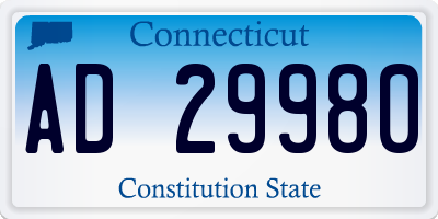 CT license plate AD29980