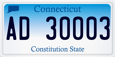 CT license plate AD30003