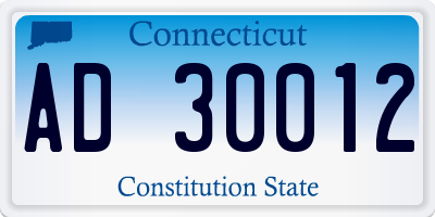 CT license plate AD30012
