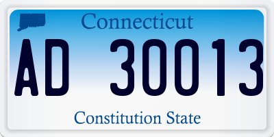 CT license plate AD30013
