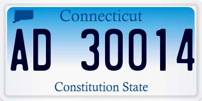 CT license plate AD30014