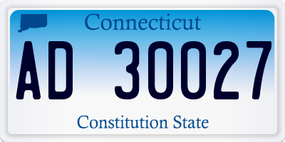 CT license plate AD30027