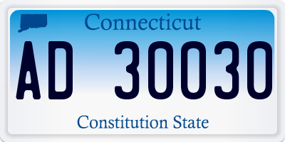 CT license plate AD30030