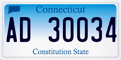 CT license plate AD30034