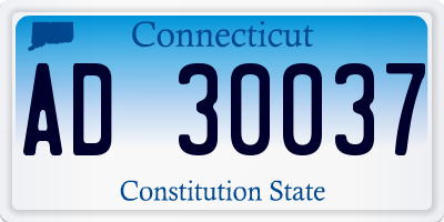CT license plate AD30037