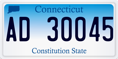 CT license plate AD30045