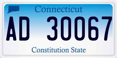 CT license plate AD30067