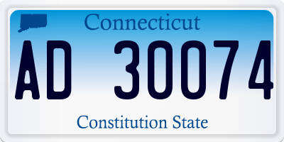 CT license plate AD30074