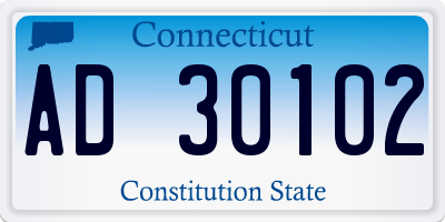 CT license plate AD30102