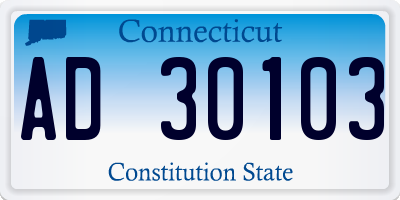 CT license plate AD30103