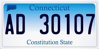 CT license plate AD30107