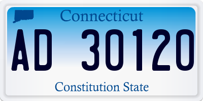 CT license plate AD30120