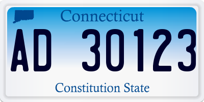 CT license plate AD30123