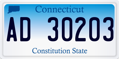 CT license plate AD30203