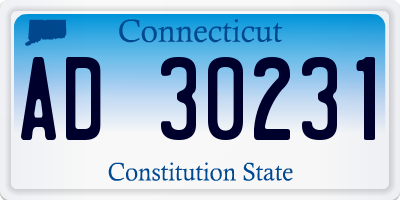 CT license plate AD30231