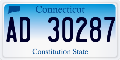 CT license plate AD30287