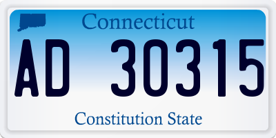 CT license plate AD30315
