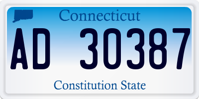 CT license plate AD30387