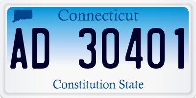 CT license plate AD30401
