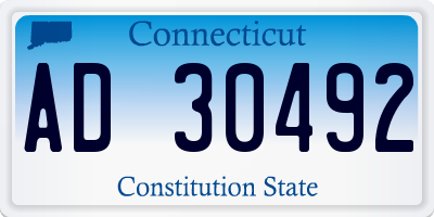 CT license plate AD30492