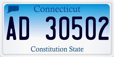 CT license plate AD30502