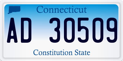 CT license plate AD30509