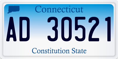 CT license plate AD30521