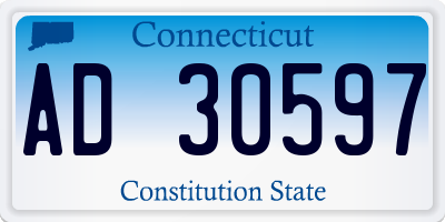 CT license plate AD30597