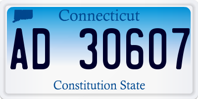 CT license plate AD30607