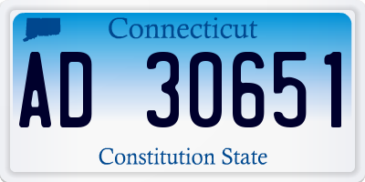 CT license plate AD30651