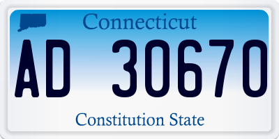 CT license plate AD30670