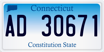 CT license plate AD30671