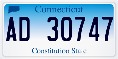 CT license plate AD30747