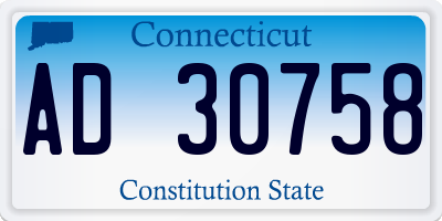 CT license plate AD30758