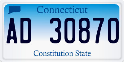 CT license plate AD30870