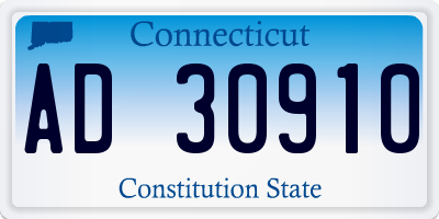 CT license plate AD30910
