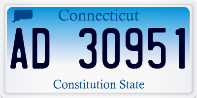 CT license plate AD30951