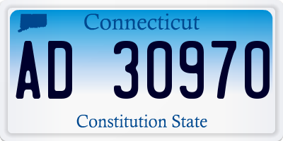 CT license plate AD30970