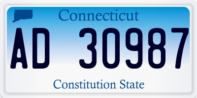 CT license plate AD30987