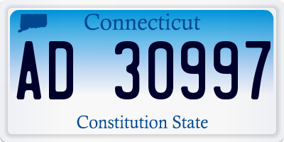 CT license plate AD30997