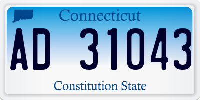 CT license plate AD31043